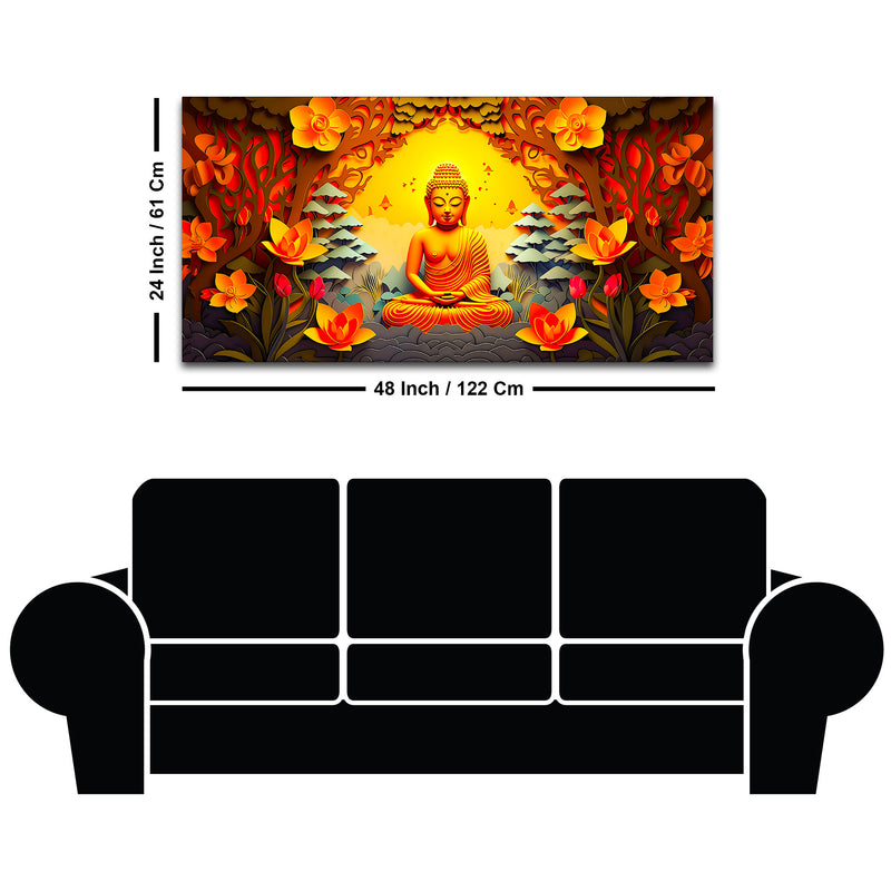 Peaceful Lord Buddha Wall Painting for Stylish Wall Décor