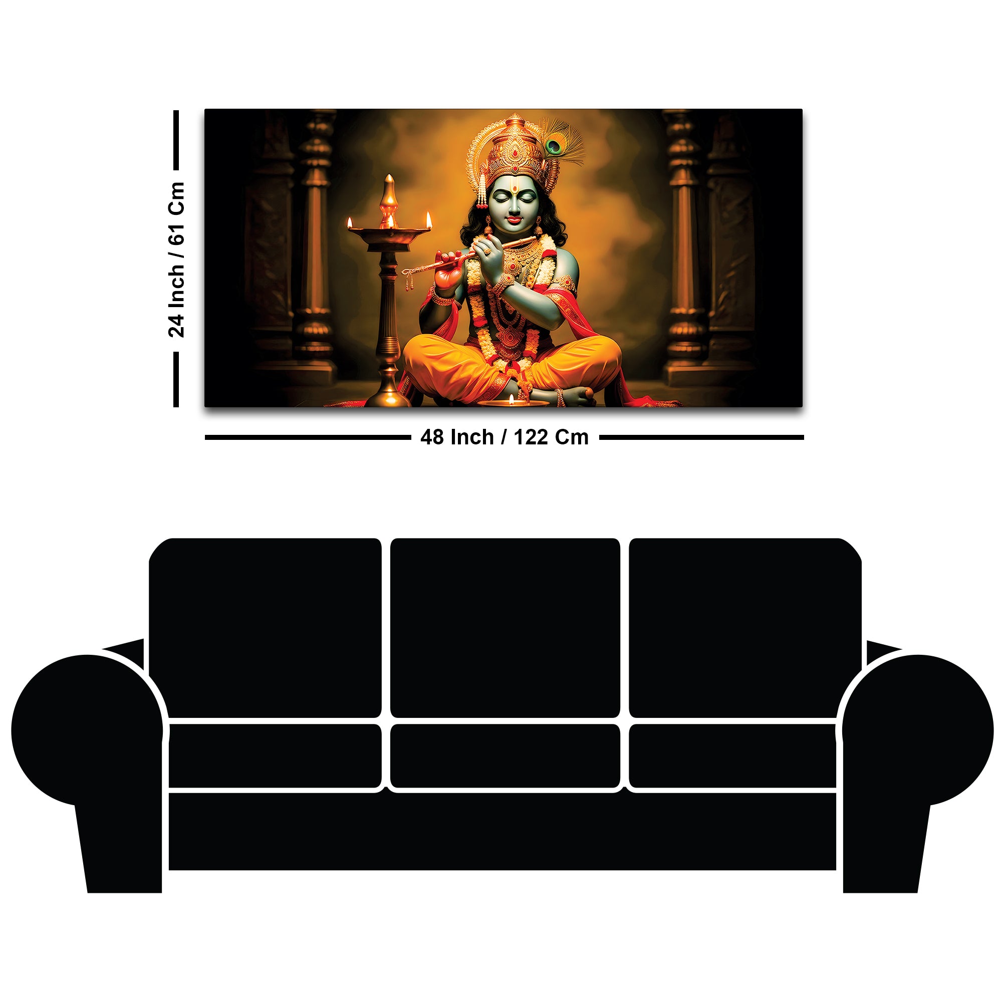 Peaceful Lord Krishna Canvas Painting for Home Decoration