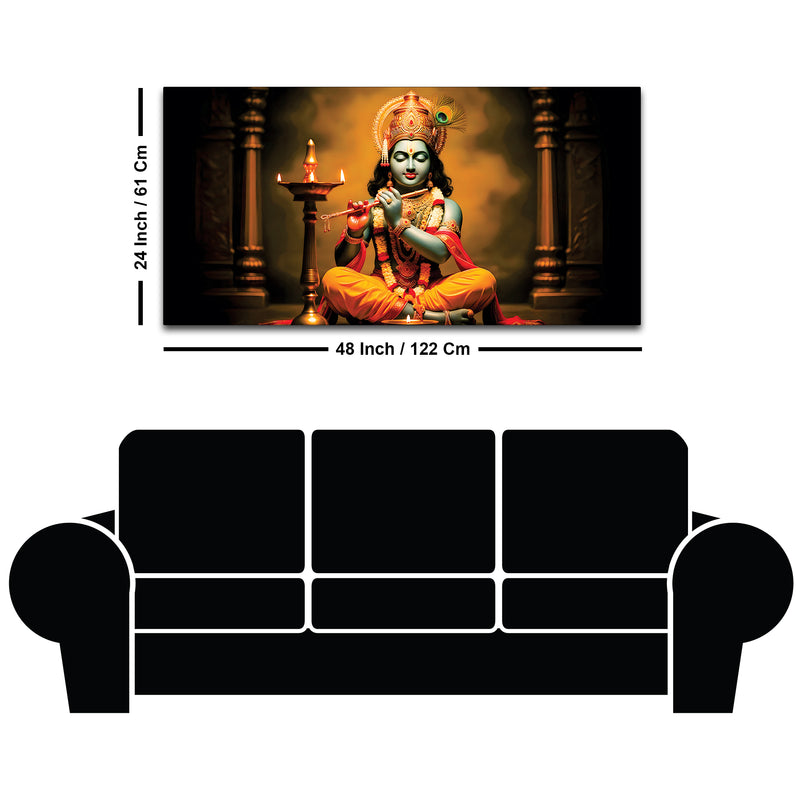 Peaceful Lord Krishna Canvas Painting for Home Decoration