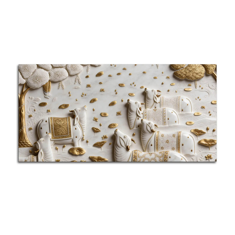Peaceful Sacred Cows 3D Canvas Wall Painting
