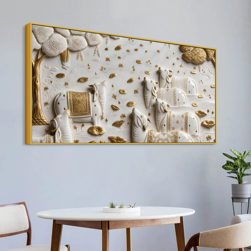 Peaceful Sacred Cows 3D Canvas Wall Painting