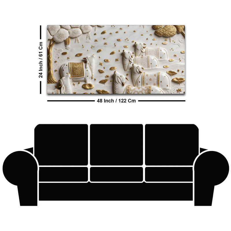 Peaceful Sacred Cows 3D Canvas Wall Painting