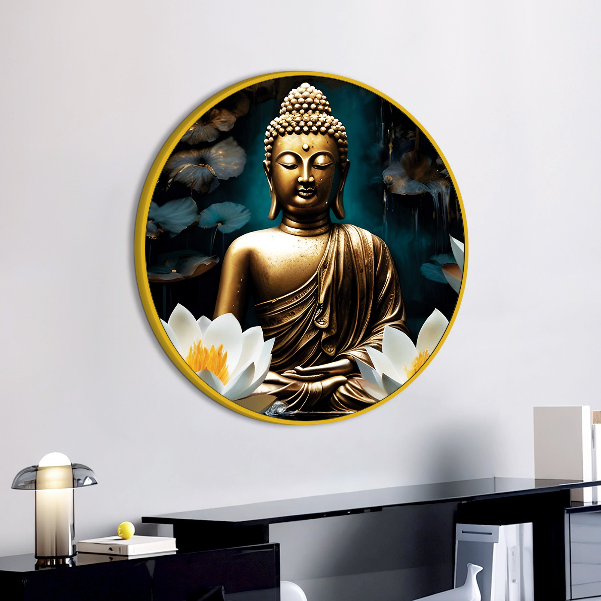 Peaceful Spiritual Buddha Wall Painting
