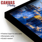Peaceful Varanasi Ghat Sunrise Canvas Painting for for Home Wall