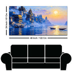 Peaceful Varanasi Ghat Sunrise Canvas Painting for for Home Wall