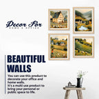 Peaceful Village Wall Art Frame Set of 4 for Bedroom and Living Room
