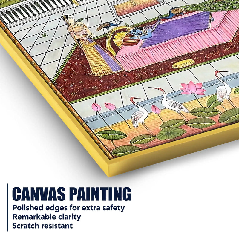 Peacocks Teasing Lord Krishna While He Is Sleeping Canvas Wall Painting