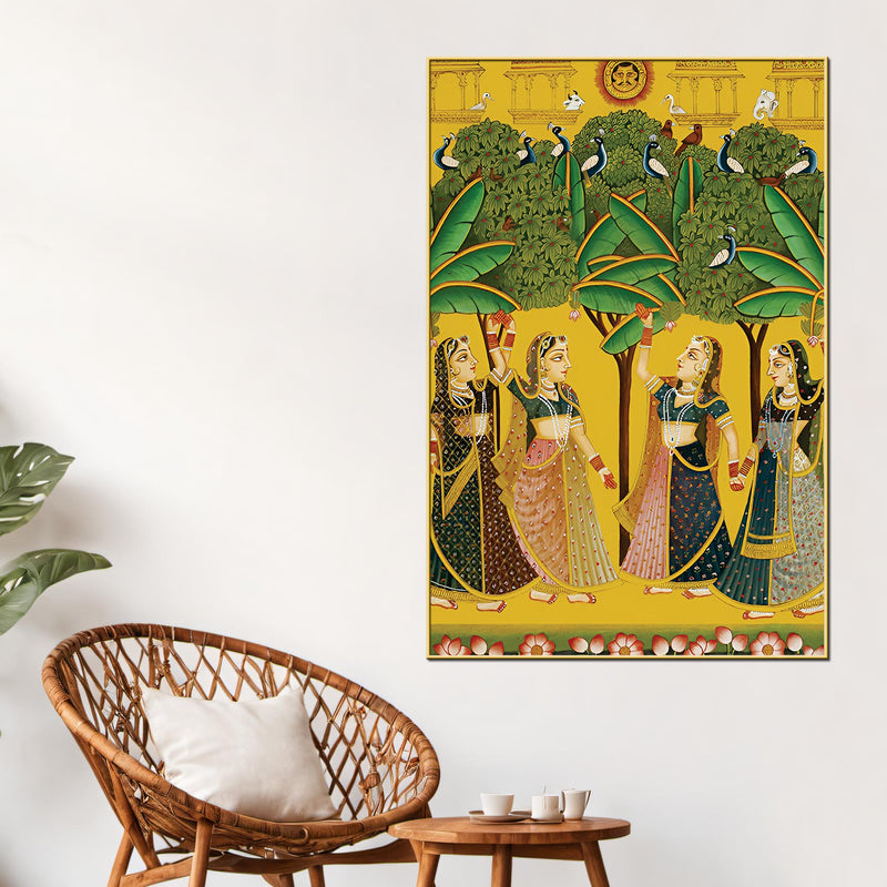 Pichwai Art Gopi Dance Canvas Painting | Traditional Indian Wall Decor