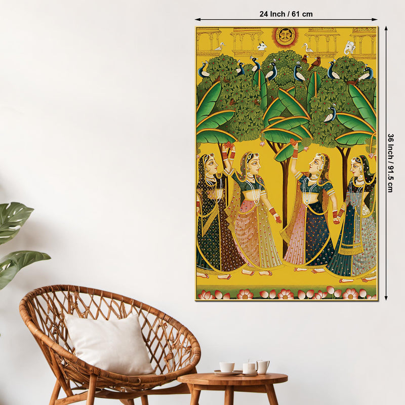 Pichwai Art Gopi Dance Canvas Painting | Traditional Indian Wall Decor