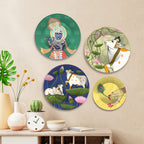 Pichwai Art of Shrinath ji Premium Wall Plates Painting Set of Four