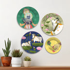 Pichwai Art of Shrinath ji Premium Wall Plates Painting Set of Four