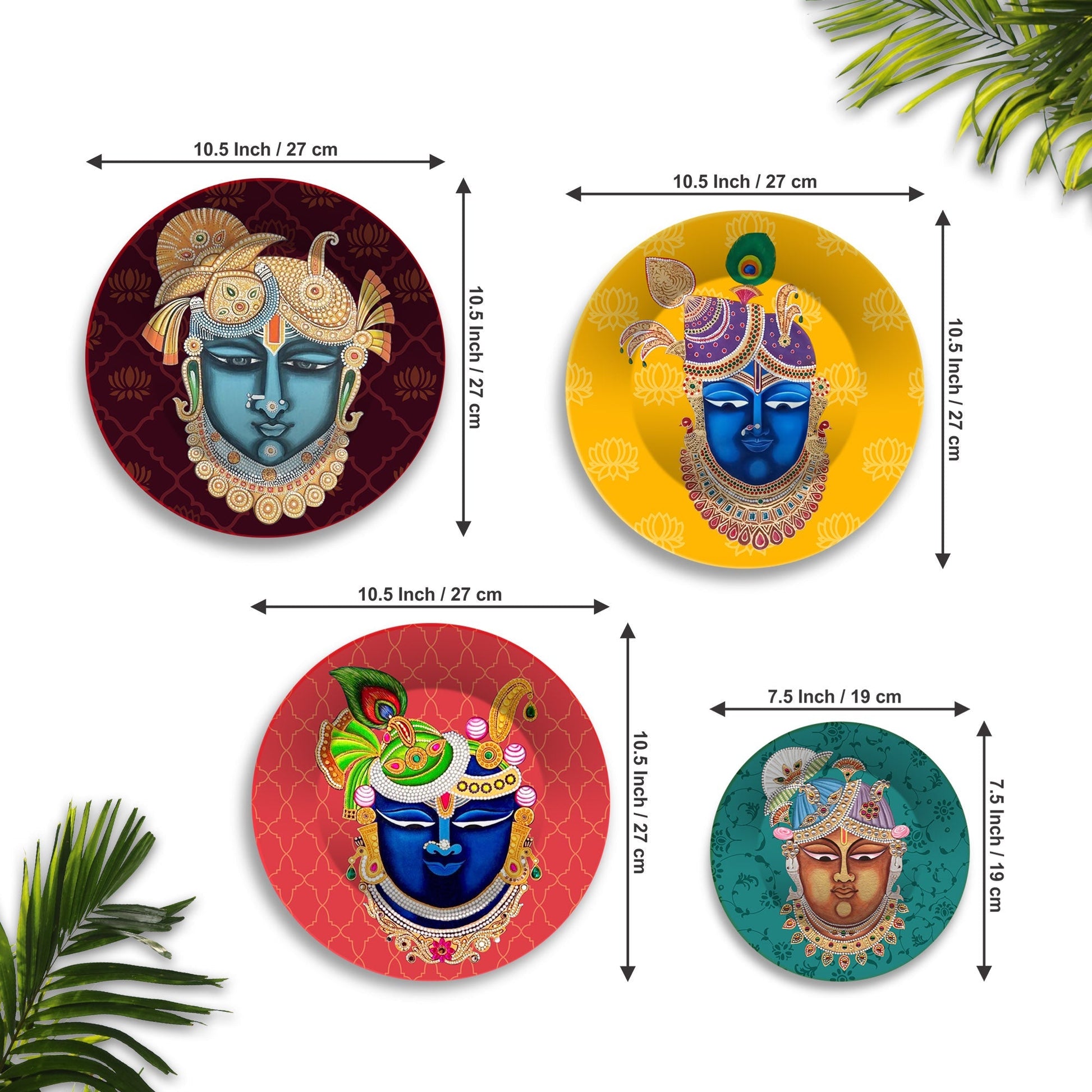 Pichwai Art Shrinath ji Wall Plates Painting Set of Four