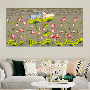 Pichwai Cow Canvas Painting – Traditional Indian Wall Art
