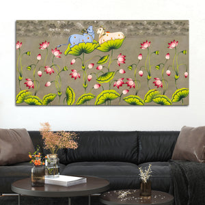 Pichwai Cow Canvas Painting – Traditional Indian Wall Art