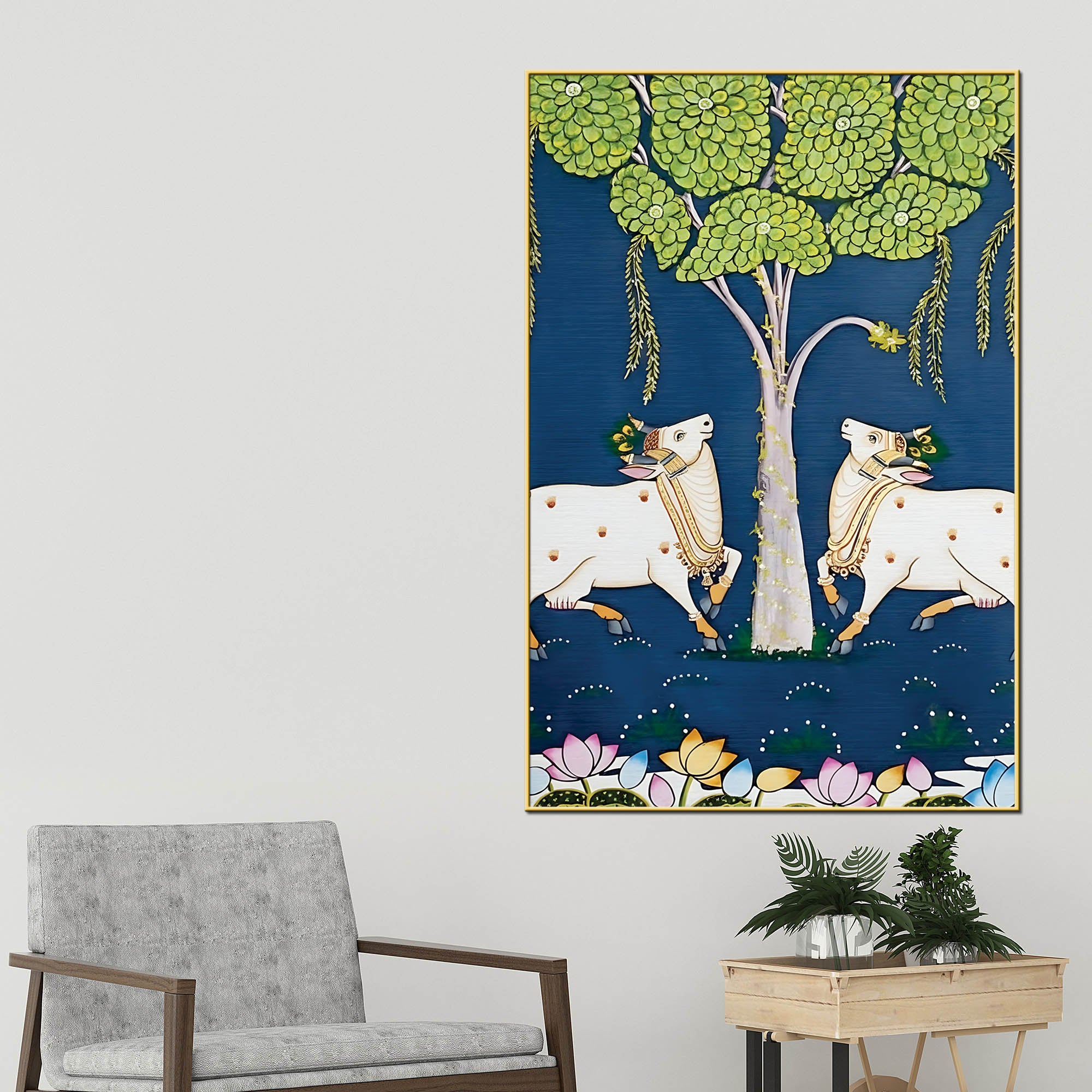 pichwai-cow-pair-canvas-painting-traditional-indian-wall-art-decor