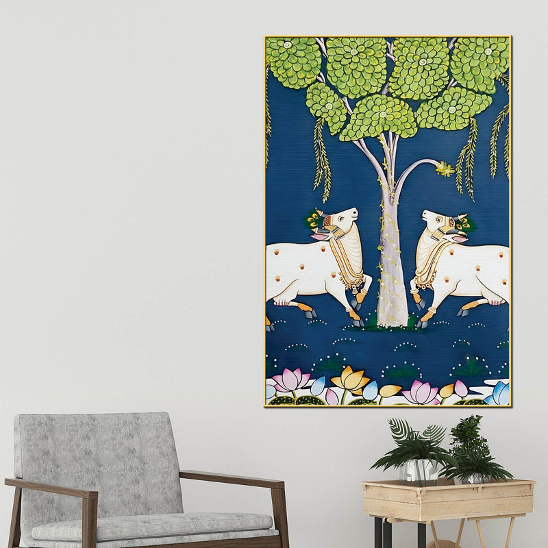 pichwai-cow-pair-canvas-painting-traditional-indian-wall-art-decor
