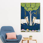 Pichwai Cow Pair Canvas Painting | Traditional Indian Wall Art Decor