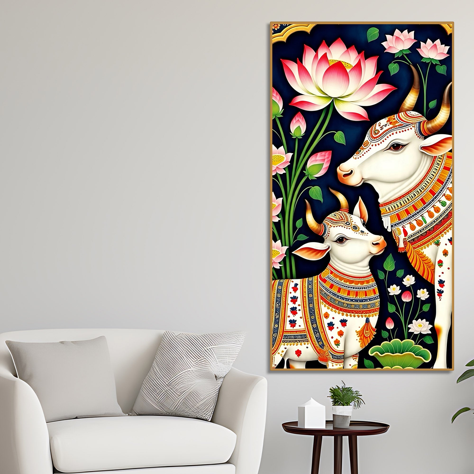 pichwai-gau-mata-cow-calf-canvas-wall-painting-traditional-indian-cow-painting-for-home