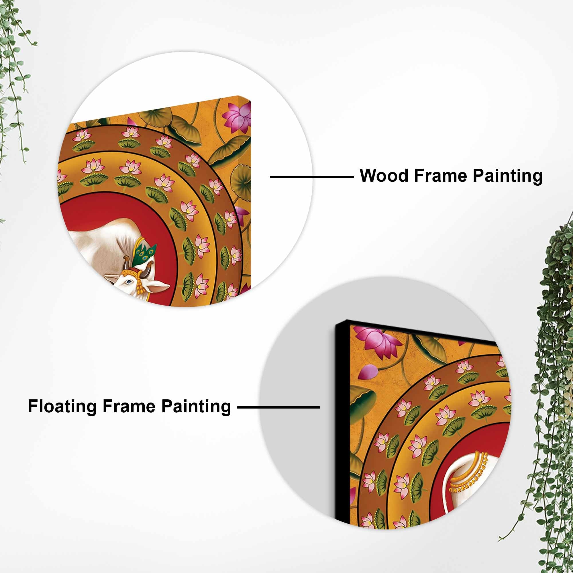 Pichwai Kamdhenu Cow and Calf Canvas Painting | Indian Home Décor