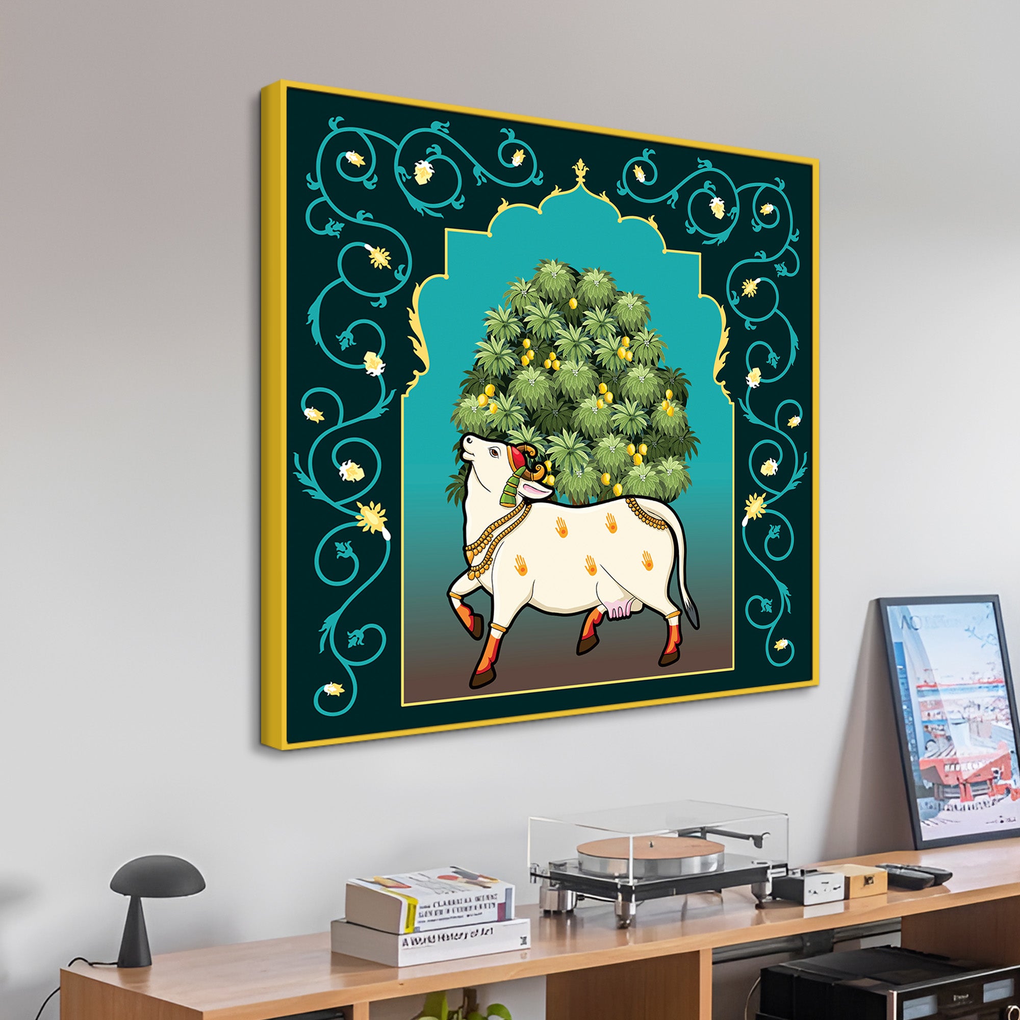 Pichwai Kamdhenu Wall Painting |Classic Indian Spiritual Décor