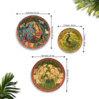 Pichwai Krishna Peacock & Cows Premium Wall Plates Painting Set of 3