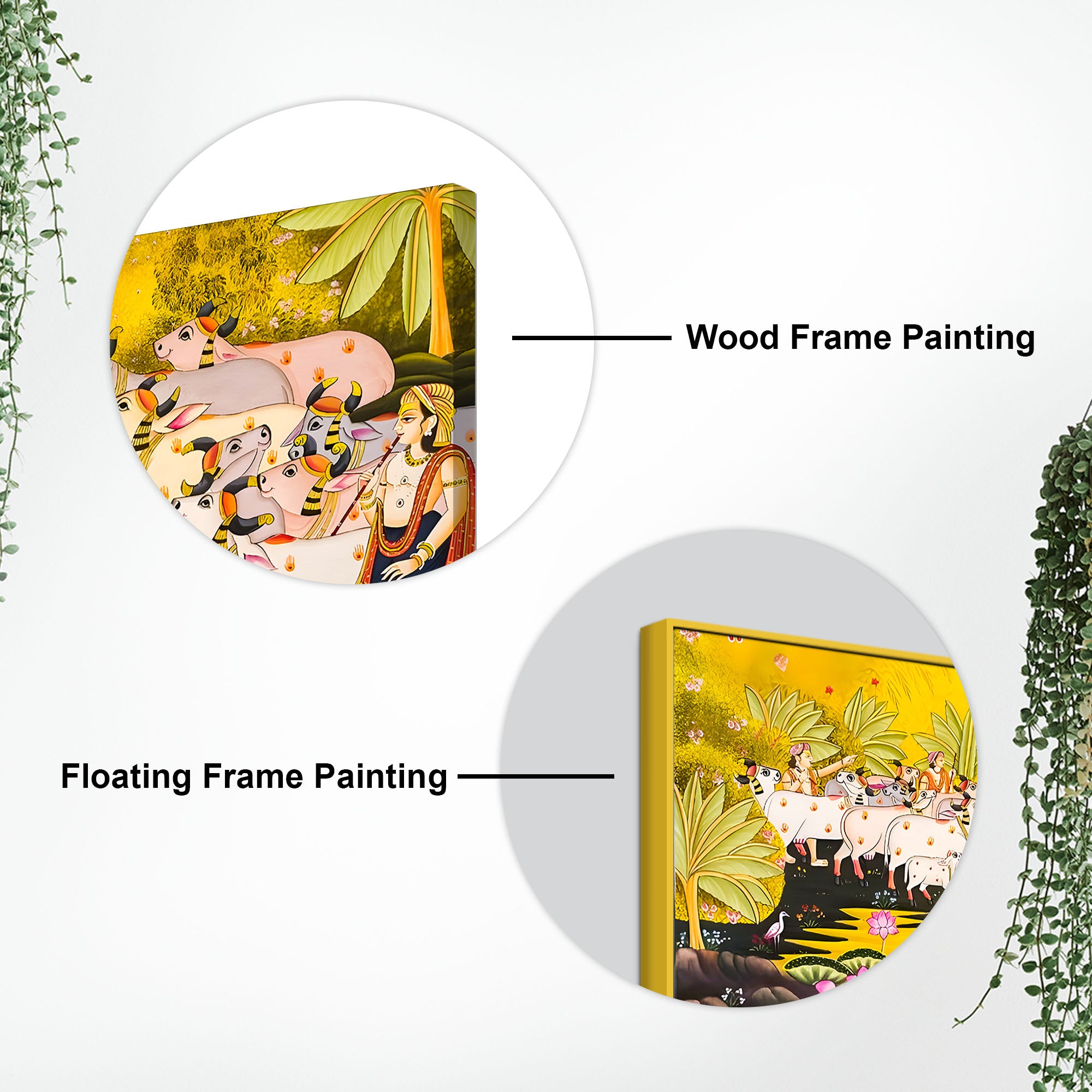 Pichwai Krishna with Sacred Cows Canvas Painting | Traditional Indian Wall Art