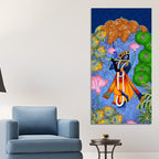Pichwai Lord Krishna Flute Playing Canvas Wall Painting | Spiritual Indian Art for Home Décor