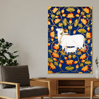 Pichwai Sacred Cow & Lotus Modern Canvas Wall Painting for Home Decor