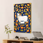 Pichwai Sacred Cow & Lotus Modern Canvas Wall Painting for Home Decor
