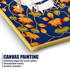 Pichwai Sacred Cow & Lotus Modern Canvas Wall Painting for Home Decor
