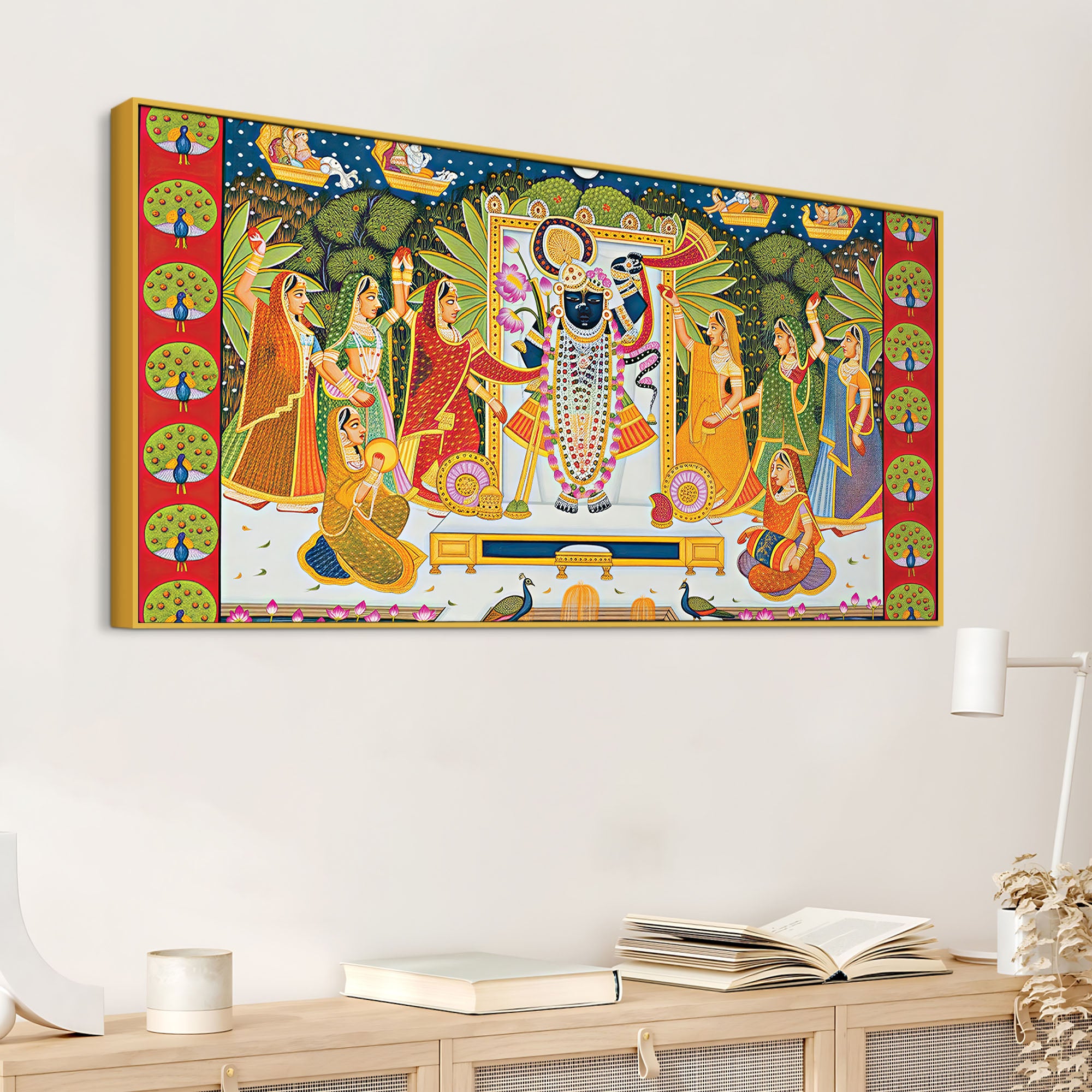 Pichwai Shreenathji Krishna Canvas Wall Painting