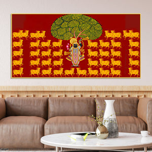 Pichwai Shrinath Ji Wall Art with Cows Painting | Premium Devotional Decor