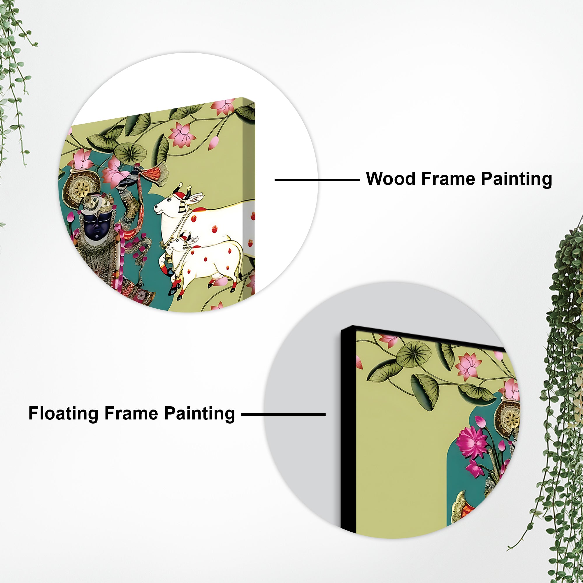 Pichwai Shrinathji with Cow Painting | Hindu Devotional Wall Art