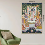 Pichwai Style Shrinathji Krishna Artwork Religious Canvas Wall Painting for Home