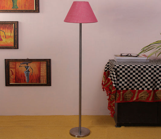 Pink Color Decorative Conical Designer Steel Floor Lamp