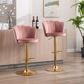 Pink Velvet Lounge Bar Stools with Glamorous Golden Frame