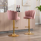 Pink Velvet Lounge Bar Stools with Glamorous Golden Frame