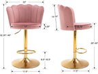 Pink Velvet Lounge Bar Stools with Glamorous Golden Frame