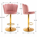 Pink Velvet Lounge Bar Stools with Glamorous Golden Frame