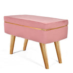 Pink Velvet Ottoman Bench with Golden Classic Legs