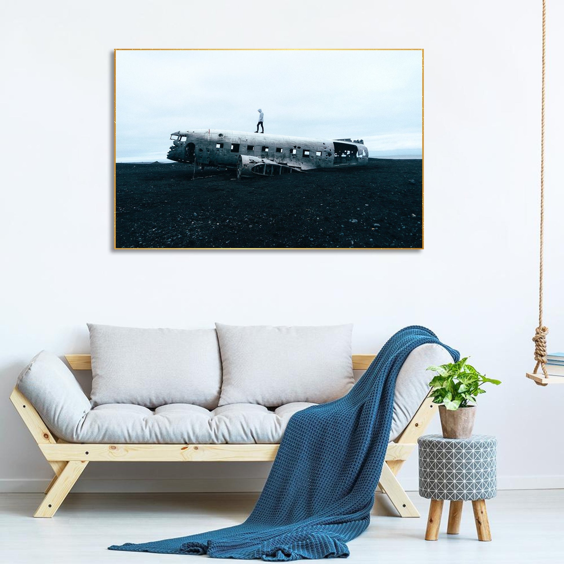 Plane Crash Floating Canvas Wall Painting