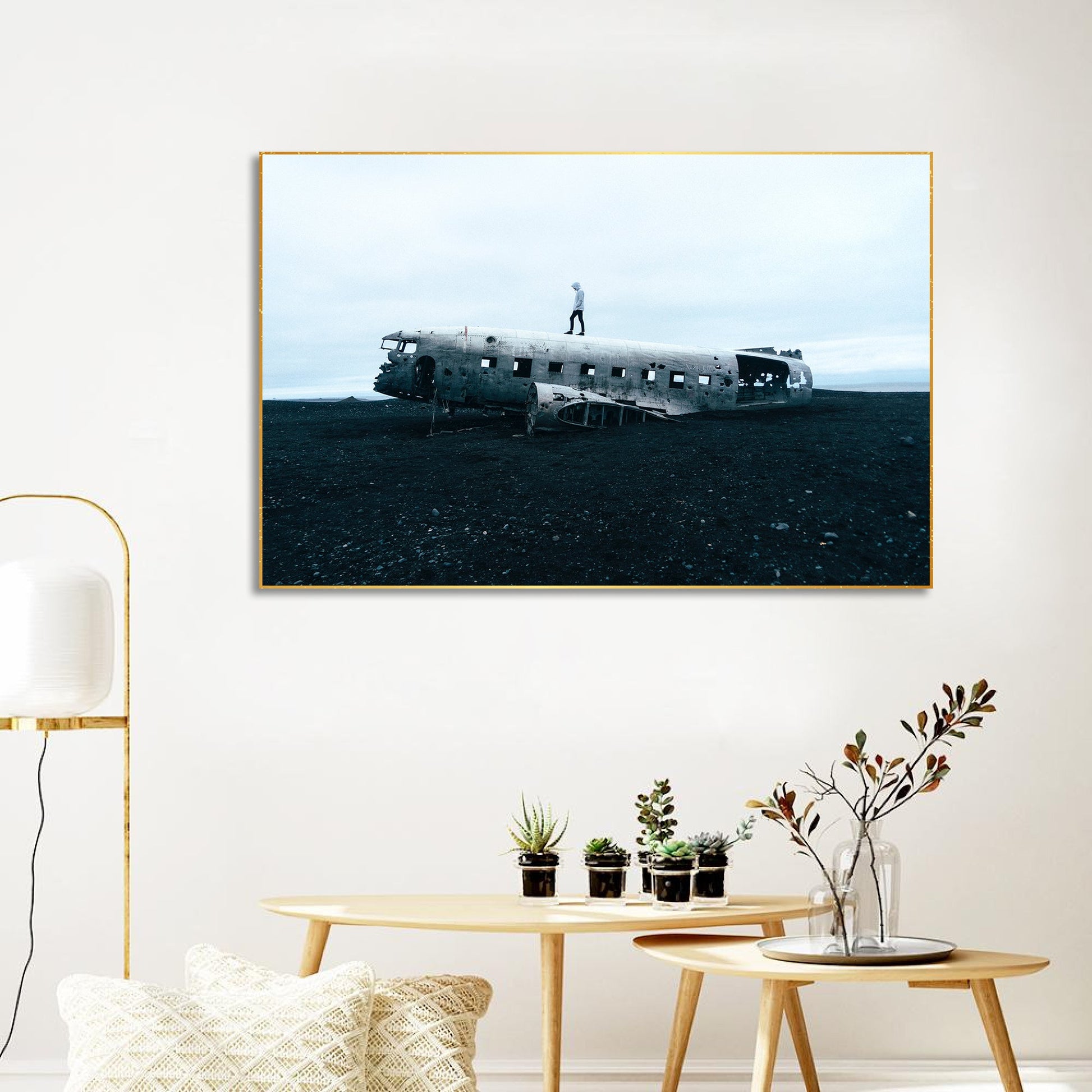 Plane Crash Floating Canvas Wall Painting