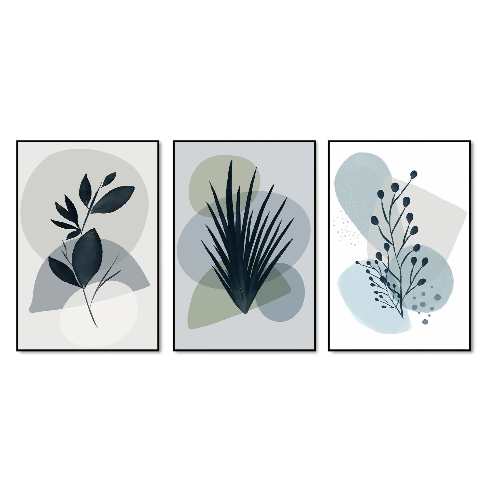 Plants Floating Canvas Wall Painting Set of Three