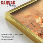 Pleasant Peacock Resting Among Soft Peach Flower Branch Canvas Wall Painting