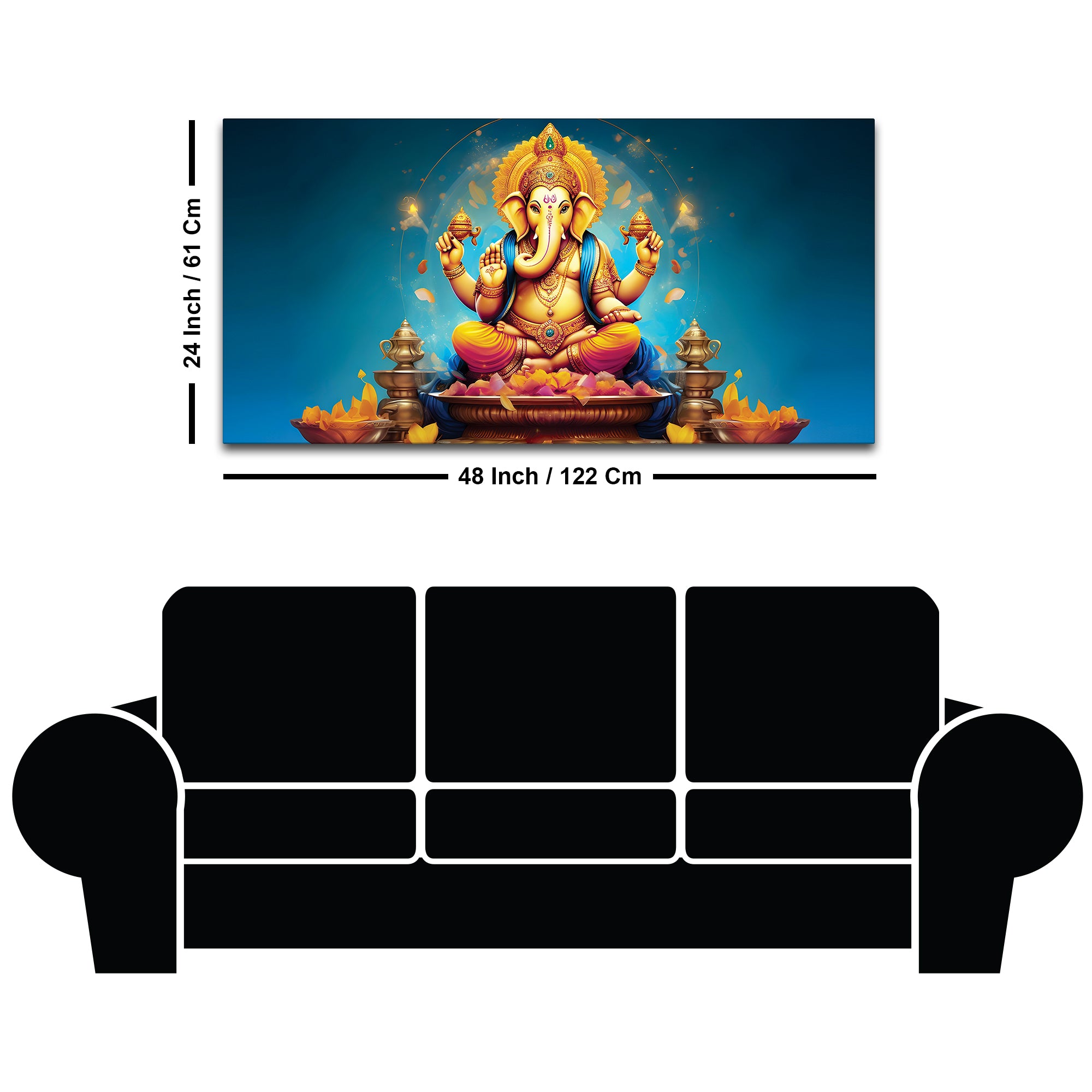Pleasing Lord Ganpati Bappa Spiritual Canvas Wall Painting for Home & Temple – Premium Devotional Wall Art