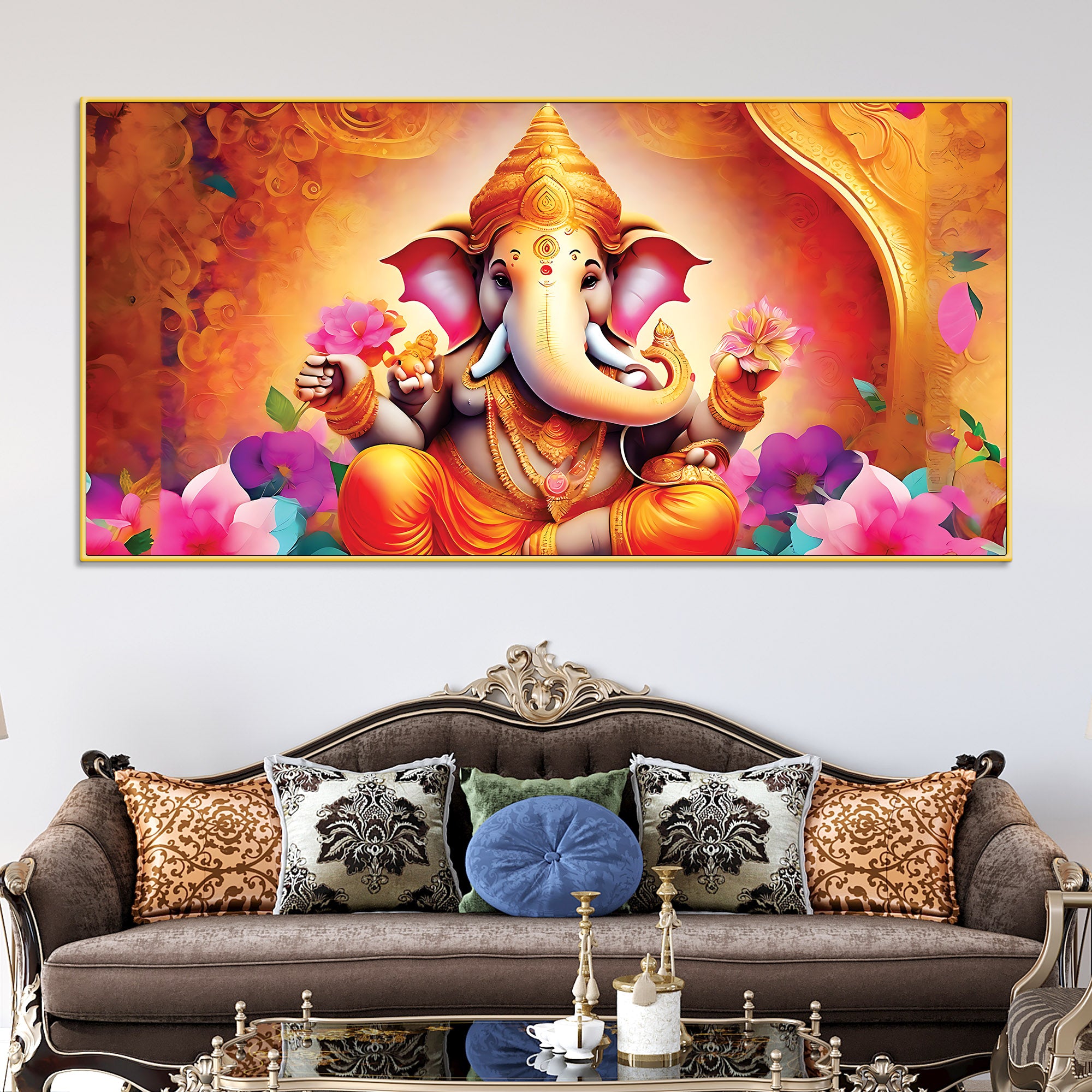pleasing-lord-shri-ganesha-sitting-with-colorful-flowers-canvas-wall