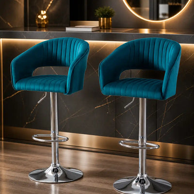 plush-feel-blue-velvet-adjustable-bar-stool-long-chair