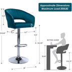 Plush Feel Blue Velvet Adjustable Bar Stool / Long Chair