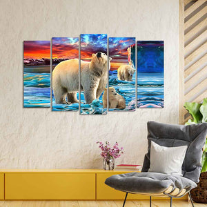 Polar Bears Wall Painting of Five Pieces