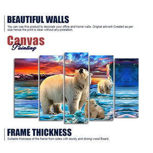 Polar Bears Wall Painting of Five Pieces